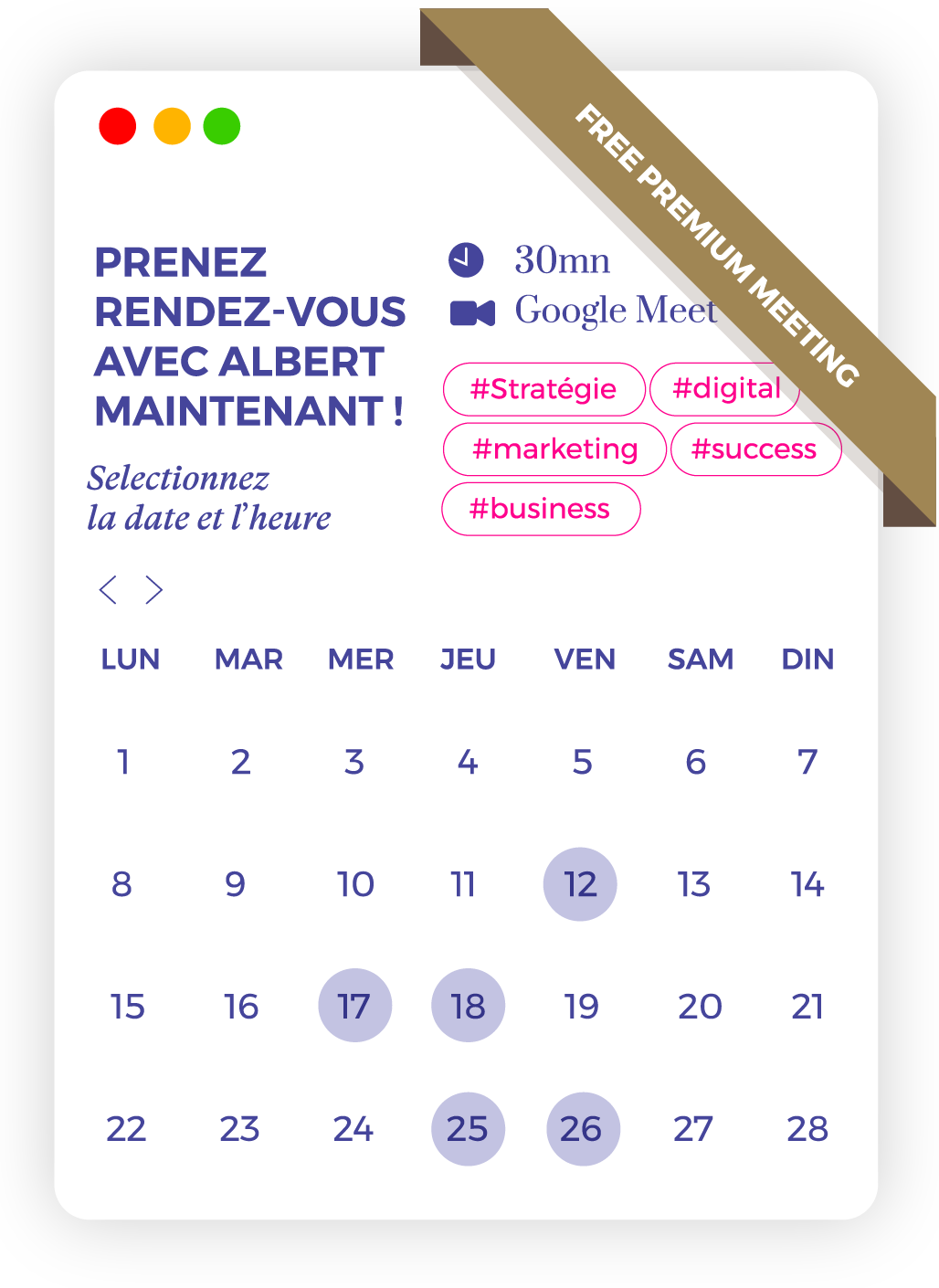 Images Calendrier Agenda Calendly  format Mobile My Albert agence Genève